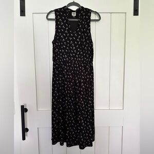 Anne Klein Black Midi Dress with Floral Pattern